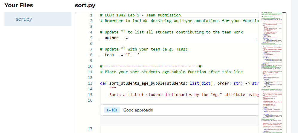 Screenshot showing the code viewer with inline comments