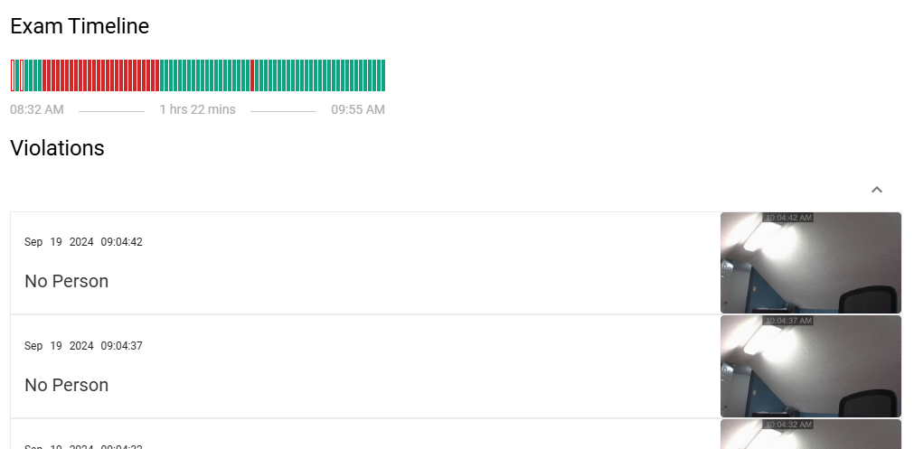 Screenshot showing the events timeline