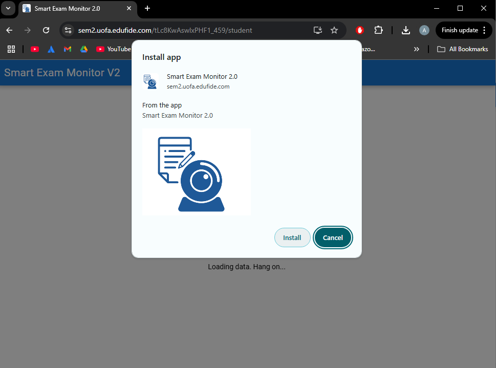 Screenshot showing the installation dialog